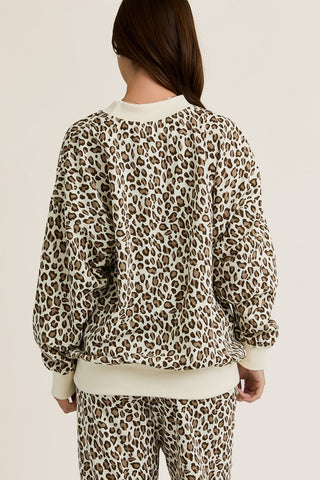 Leopard print straight leg sweatpants