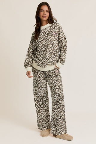 Leopard print straight leg sweatpants
