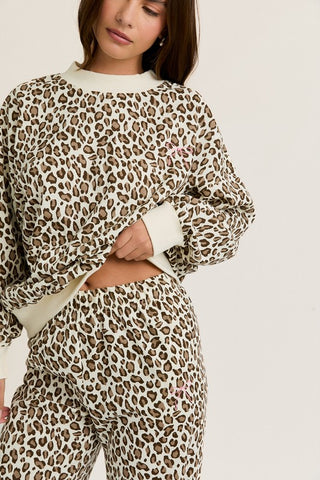 Leopard print straight leg sweatpants