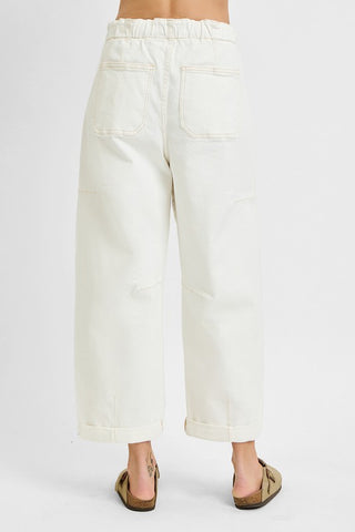 Cream HR crop barrel pants