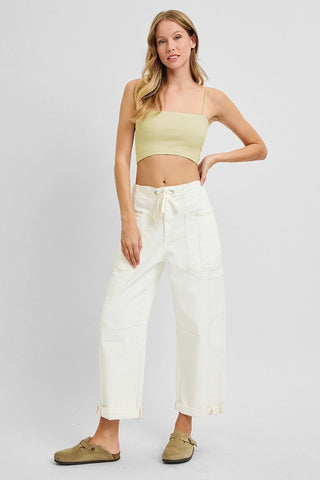 Cream HR crop barrel pants