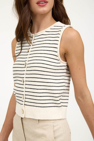 Cream stripe button down cardigan