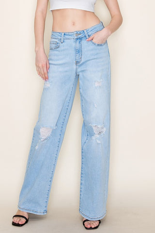 HR light wash distressed jeans