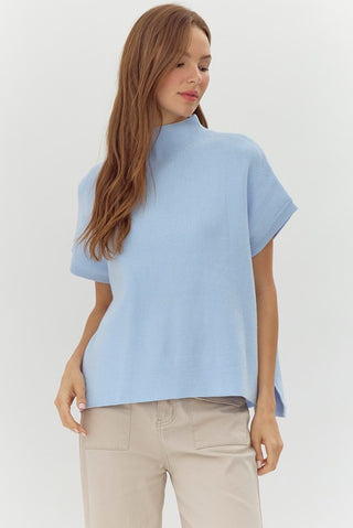 Sky blue drop shoulder sweater
