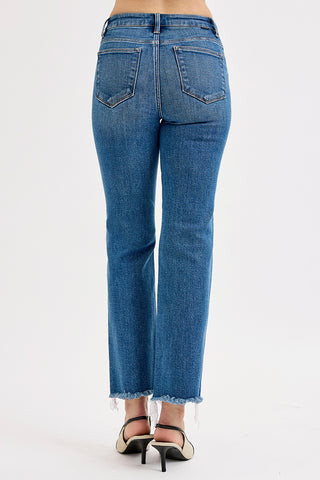 MW crop raw cut jeans