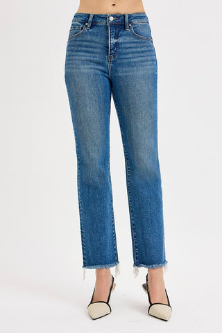 MW crop raw cut jeans