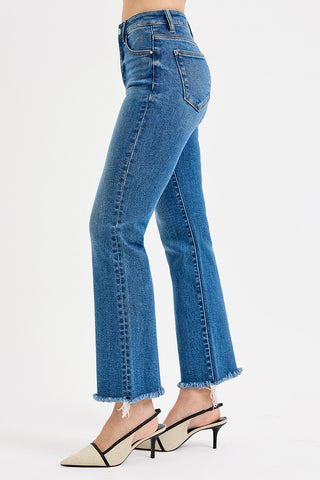 MW crop raw cut jeans