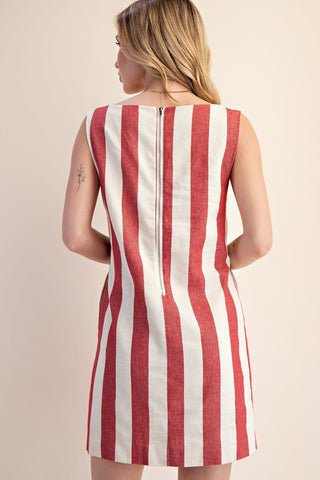 Red stripe scoop neck dress