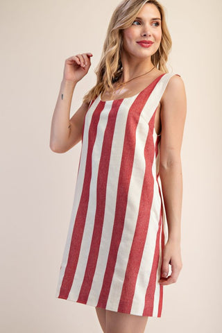 Red stripe scoop neck dress
