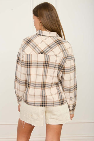 Plaid button-down Ls top