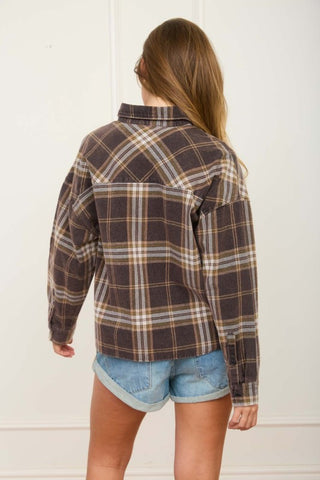 Plaid button-down Ls top
