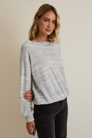 Heather grey wide neck top