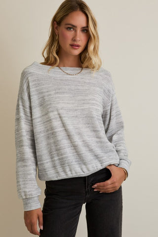Heather grey wide neck top