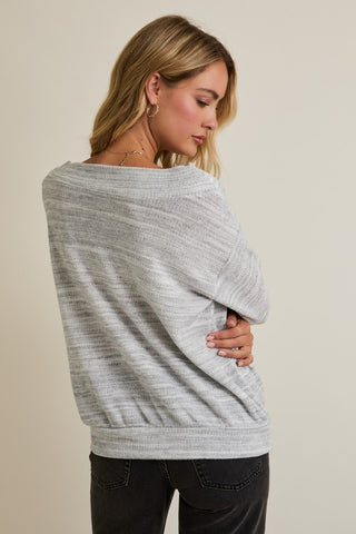 Heather grey wide neck top