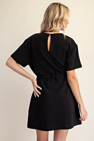 Black SS drawstring dress