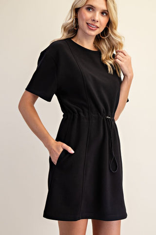 Black SS drawstring dress