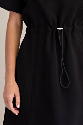 Black SS drawstring dress