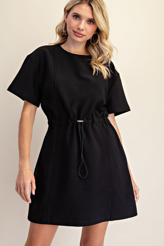 Black SS drawstring dress