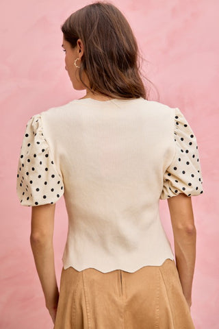 Polka dot contrast sweater