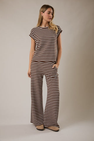 Choco stripe wide leg pants