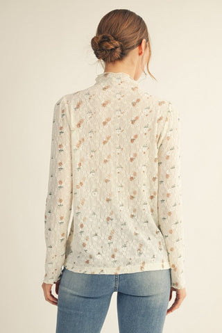 Floral embroidered mesh top
