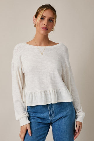 Off white LS peplum top