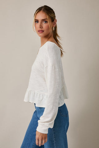 Off white LS peplum top