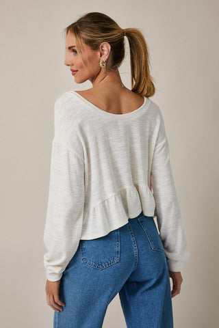 Off white LS peplum top