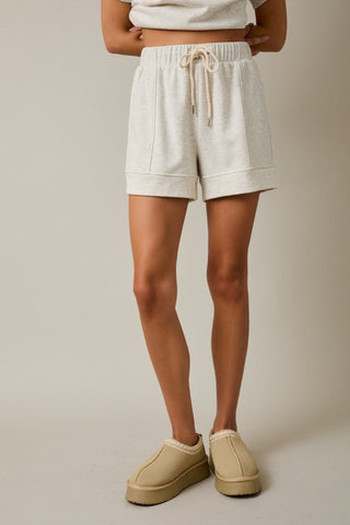 Heather white folded hem shorts