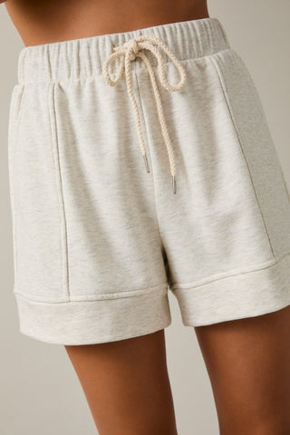 Heather white folded hem shorts