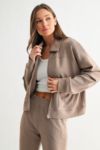 Taupe zip up utility jacket