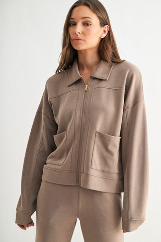 Taupe zip up utility jacket
