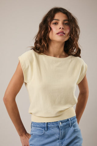 Boat neck wide shoulder top