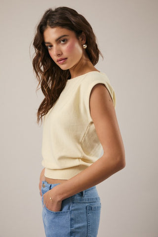 Boat neck wide shoulder top