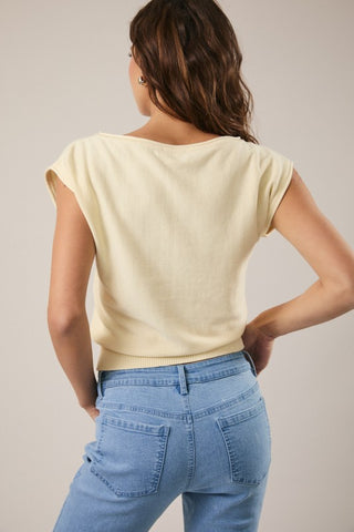 Boat neck wide shoulder top