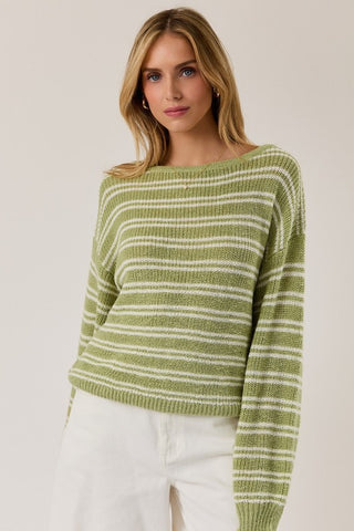 Green & white stripe sweater