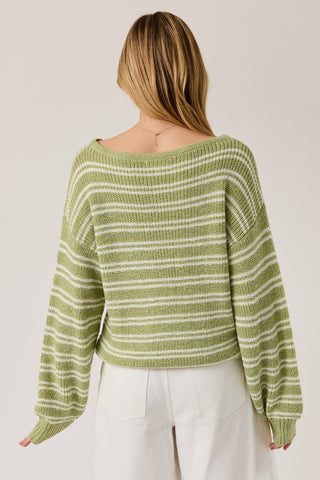 Green & white stripe sweater