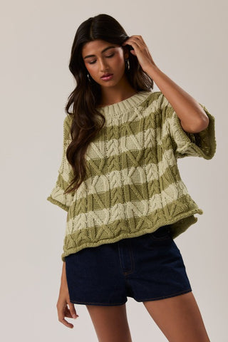 Green & green striped sweater