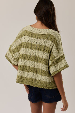 Green & green striped sweater