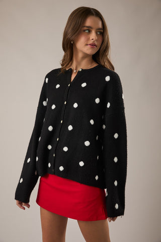 Black & white dot cardigan