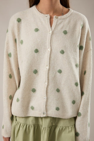 Ivory & sage dot cardigan