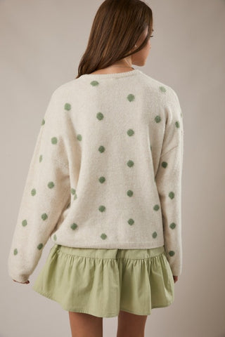 Ivory & sage dot cardigan