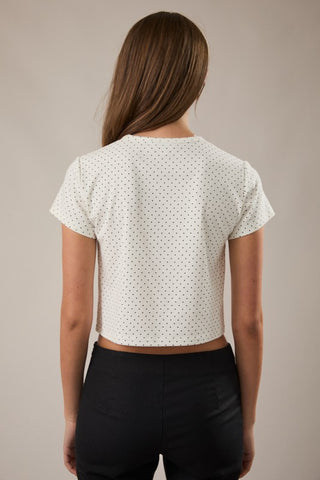 White & black dot tee