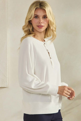 White henley pullover