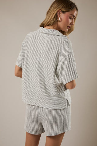Grey & white striped shorts