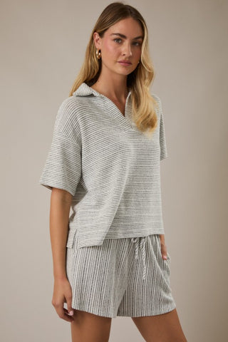 Grey & white striped shorts