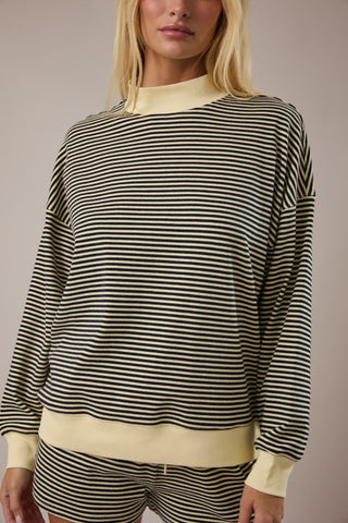 Mock neck stripe pullover