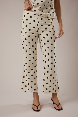 Oatmeal & black polka dot pants