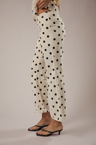 Oatmeal & black polka dot pants