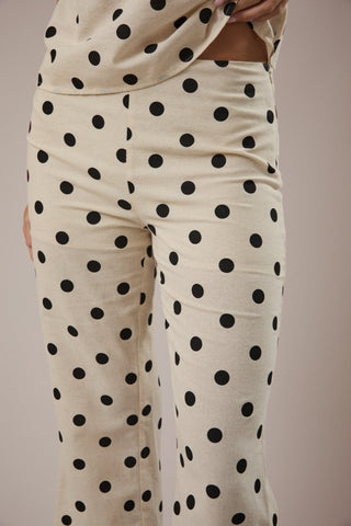 Oatmeal & black polka dot pants
